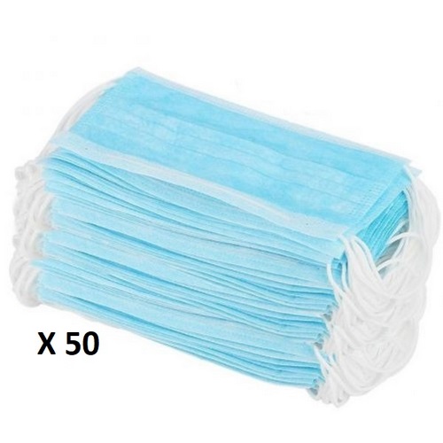 Disposable 3ply IIR face mask with ear loops (50)