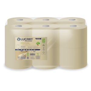 Lucart EcoNatural L-ONE MINI 180 Toilet Paper Jumbo Rolls 812506 (12 Rolls)