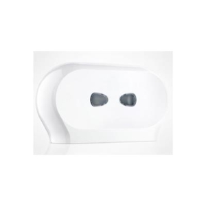 Twin Mini Jumbo toilet roll dispenser white plastic